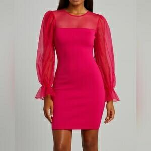 Dalin Elegant Long Sleeve Red Dress (L-->XL)